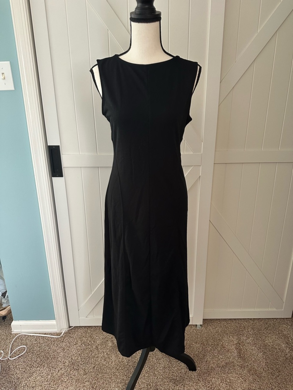 A New Day Black Sleeveless Midi Dress Size Small Minimalist Career Capsule